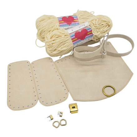 Picture of Kit Round Cap with Round Lock, Vintage Sugar with Heart Yarn 400gr, Sugar