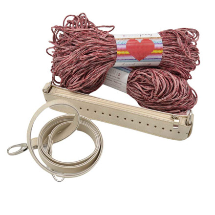 Picture of Kit Zipper Full 25cm  Vintage Sugar with 400gr Heart Yarn, Multicolor Rippe Apple
