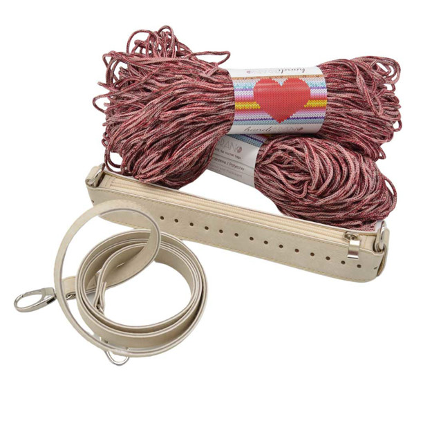 Picture of Kit Zipper Full 25cm  Vintage Sugar with 400gr Heart Yarn, Multicolor Rippe Apple