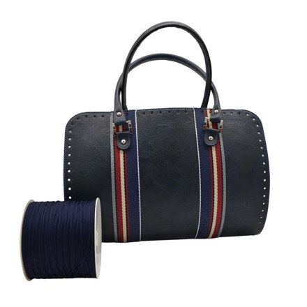 Picture of Kit Travel Tote Bag, Vintage Blue with Strip & 500gr Catenella Yarn, Blue
