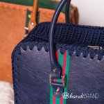 Picture of Kit Travel Tote Bag, Vintage Blue with Strip & 500gr Catenella Yarn, Blue