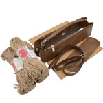 Picture of Kit Junie Upper Frame with Wrist Handle, Two Cases with Zipper 35cm, Vintage Brown with 600gr Heart's Yarn, Biege