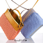 Picture of Kit Junie Upper Frame with Wrist Handle, Two Cases with Zipper 35cm, Vintage Brown with 600gr Heart's Yarn, Biege