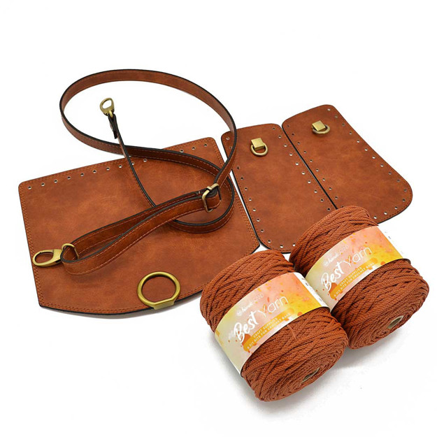 Picture of Kit Round Cap with Round Lock, Vintage Tabac with 600gr CAPRI Yarn, Tabac