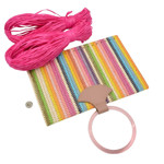 Picture of Kit Straw Fold Pink with Round Resin Handle and 100gr Raffia Cord Yarn, Fuchsia