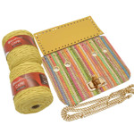 Picture of Kit Limited Glamour Cover 25cm Straw Multicolor Green  with 600gr Capri Yarn, Yellow