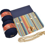 Picture of Kit Limited Glamour Cover 25cm Straw Multicolor Blue  with 600gr Capri Yarn, Blue