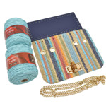 Picture of Kit Limited Glamour Cover 25cm Straw Multicolor Blue  with 600gr Capri Yarn, Veraman