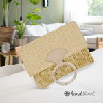 Picture of Kit Straw Fold Orange with Round Resin Handle and 100gr Raffia Cord Yarn, Orange