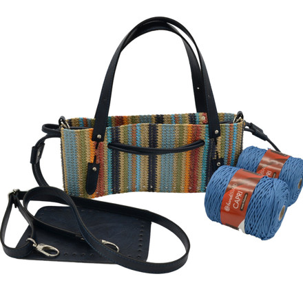 Picture of Gloria Kit – Multicolor Blue Straw with 600g Capri Yarn, Blue Jeans