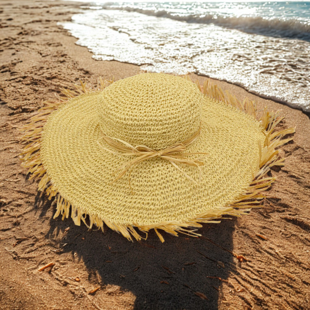 Picture of Kit Straw Hat with Wide Brim with Straw Yarn 250gr