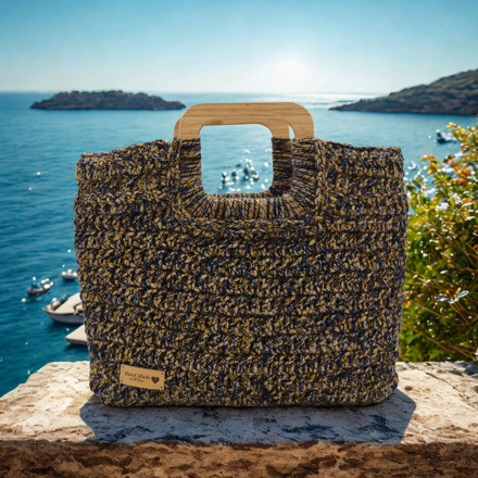 Picture of Kit Jute Bag, Wooden Handles. Choose your Color!
