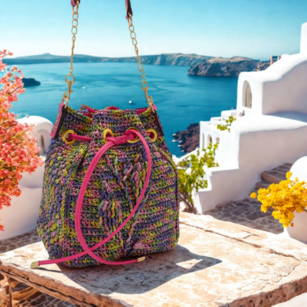 Εικόνα της Κιτ Summer REGINA  Πουγκί Εσωτερικό με Τσεπάκια και Μπουντούζια Νήμα Raffia 200γρ