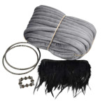 Picture of KIT Velvet Marshmallow Bag with Feathers