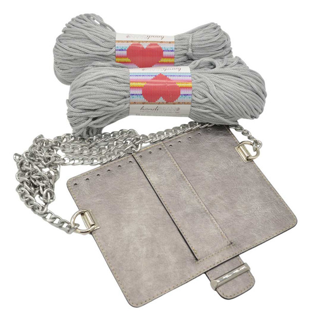 Εικόνα της Κιτ Καπάκι Mellia 23εκ Vintage Silver με Αλυσίδα 120εκ  και Νήμα Heart 400γρ, Γκρι