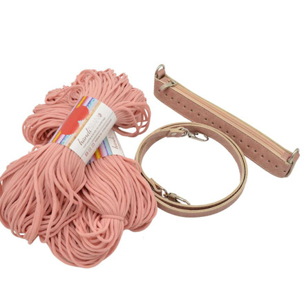 Picture of Kit Zipper Full 25 cm, Pink with 400gr  Heart Cord Yarn, Pink