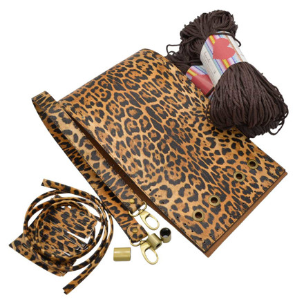 Picture of Erato Baby Leopard Pouch Kit with Shoulder Handle and Heart Yarn 600g Brown