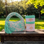 Picture of KIT Two-Tone T-SHIRT Yarn Bag  with Crochet Handle